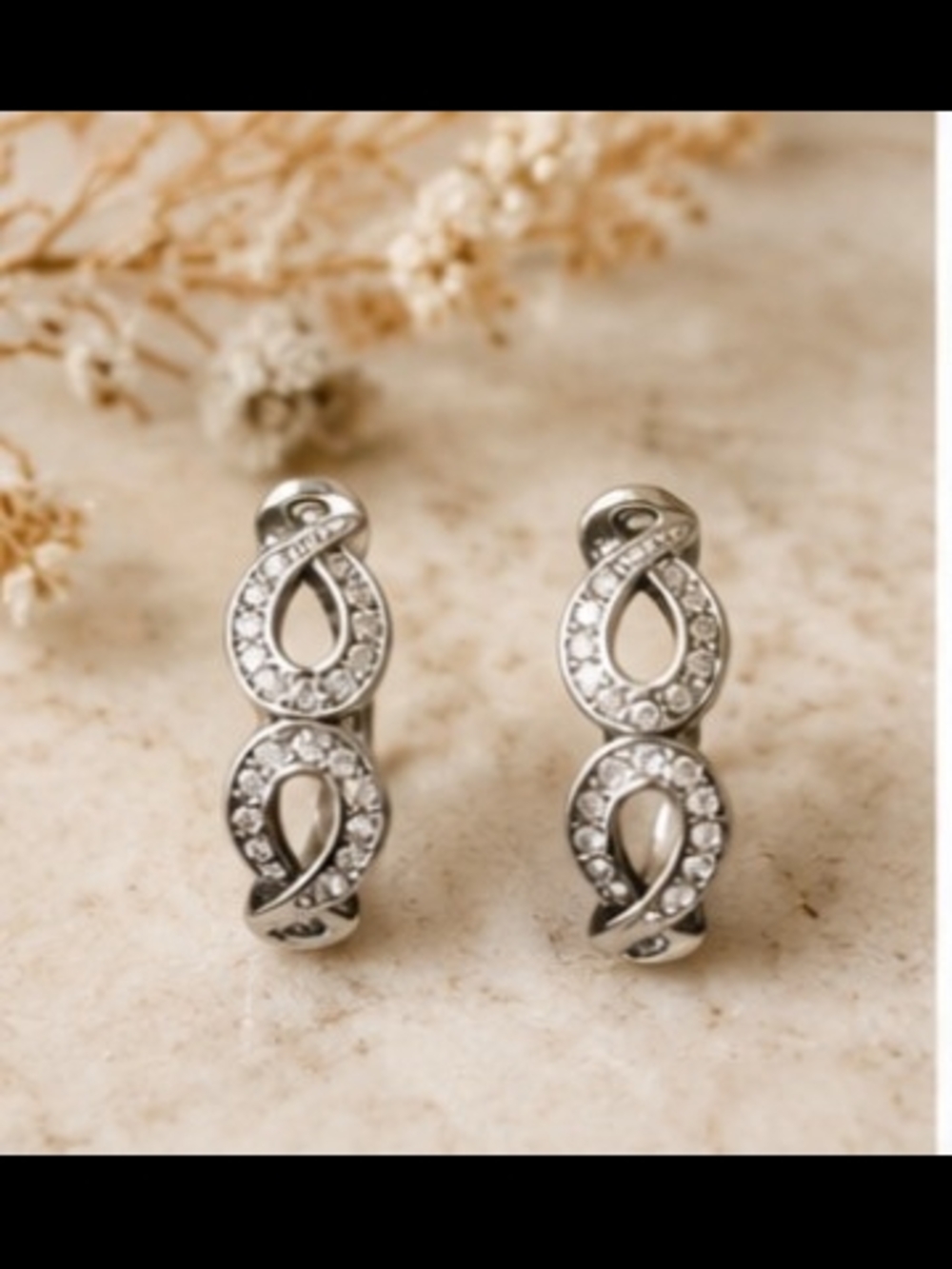 Crystal Infinity Hoop Earrings in Silver - Women's Jewelry